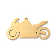 304 Stainless Steel Pendants, Laser Cut, Motorcycle Charm, Real 18K Gold Plated, 21.5x39.5x1.5mm, Hole: 1.8mm(STAS-S149-03G)