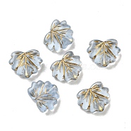 Plating Transparent Acrylic Beads, Golden Metal Enlaced, Leaf, Light Steel Blue, 10.5x13x4.5mm, Hole: 1.8mm, about 1180pcs/500g(OACR-B013-15D)