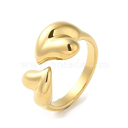 304 Stainless Steel Cuff Rings, Heart, for Valentine's Day, Real 18K Gold Plated, Inner Diameter: Us Size 6 3/4(17.1mm)(RJEW-Q807-01G)