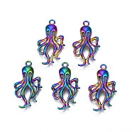 Rainbow Color Alloy Pendants, Cadmium Free & Lead Free, Squid, 31x17x4.5mm, Hole: 1.8mm(PALLOY-N156-212)