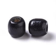 Natural Wood Beads, Dyed, Barrel, Large Hole Beads, Black, 16.5~17x16~16.5mm, Hole: 6~7m(WOOD-WH0021-29F)