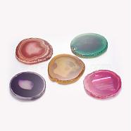 Natural Agate Pendants, Dyed & Heated, Oval, Mixed Color, 71~82x67~78x5mm, Hole: 2mm(G-F388-03)