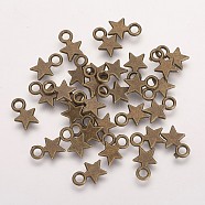 Tibetan Style Stamping Blank Tag Charms Pendants, Christmas Star, Lead Free & Nickel Free, Antique Bronze, 10x8x1mm, Hole: 2mm(X-TIBEP-A123046-AB-FF)