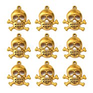 Tibetan Style Pendants for Halloween, Pirate Style Skull, Cadmium Free & Lead Free, Antique Golden, 26.5x22x4.5mm, Hole: 1.5mm(GLFH20210Y)
