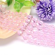 Faceted Teardrop Imitation Austrian Crystal Bead Strands, Grade AAA, Pearl Pink, 10x8mm, Hole: 0.9~1mm, about 40pcs/strand, 15.7 inch(G-M185-10x8mm-03A)