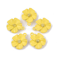 Spray Painted Alloy Pendants, Flower, Yellow, 23.5x19.5x6mm, Hole: 1.8mm(PALLOY-N0147-03D)