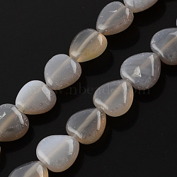 Natural Grey Agate Bead Strands, Heart, Light Grey, 10x10x5mm, Hole: 1mm, about 40pcs/strand, 15.3 inch(G-R190-13)