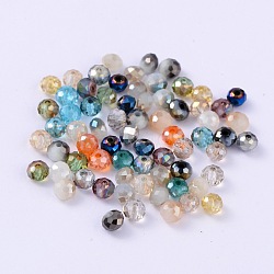 Faceted Rondelle Electroplate Glass Beads Strands, Mixed Color, 4x3mm, Hole: 1mm, about 200pcs/bag(EGLA-X0003-4x3mm)