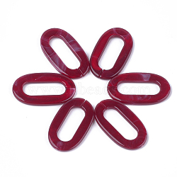 Acrylic Linking Rings, Quick Link Connectors, For Jewelry Chains Making, Imitation Gemstone Style, Oval, Dark Red, 36.5x21x3.5mm, Hole: 24.5x8.5mm, about: 290pcs/500g(OACR-S021-30I)