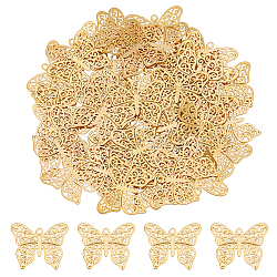 Rack Plating 201 Stainless Steel Filigree Pendants, Etched Metal Embellishments, Nickel Free, Butterfly, Real 18K Gold Plated, 13.5x16.5x0.4mm, Hole: 1mm, 50pcs/box(STAS-HY0001-32)