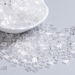 MIYUKI TILA Beads, Japanese Seed Beads, 2-Hole, (TL131) Crystal, 5x5x1.9mm, Hole: 0.8mm, about 118pcs/10g(X-SEED-J020-TL131)