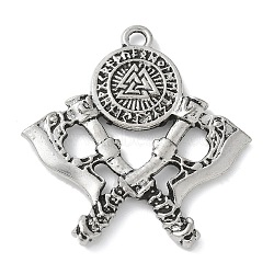 Tibetan Style Alloy Pendants, Axe, Antique Silver, 50x48x5mm, Hole: 3mm(PALLOY-D290-09AS)