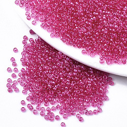 Glass Seed Beads, Fit for Machine Eembroidery, Transparent Colours, Round, Camellia, 2.5x1.5mm, Hole: 1mm, about 2222pcs/50g(X-SEED-S042-11A-02)