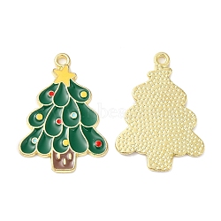 Christmas Alloy Enamel Pendants, Golden, Christmas Tree, 24x17x1mm, Hole: 1.5mm(ENAM-D050-13B-01G)