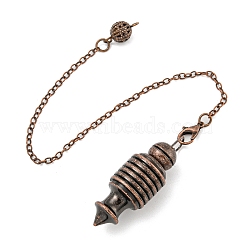 Rack Plating Brass Coil Dowsing Pendulums, Spiral Pendulum, with Lobster Claw Clasps, Bullet, Red Copper, 230mm(AJEW-B106-02R)