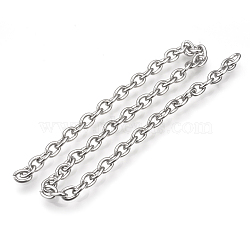 Stainless Steel Cable Chains, Unwelded, with Spool, Oval, Stainless Steel Color, 4x3x0.8mm, about 82.02 Feet(25m)/roll(CHS-Q001-24)