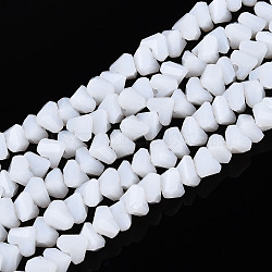 Opaque Glass Beads Strands, Triangle, Faceted, White, 3~3.5x4~4.5x4~4.5mm, Hole: 0.8mm, about 121~131pcs/strand, 14.37~15.35 inch(36.5~39cm)(GLAA-N019-4mm-03)