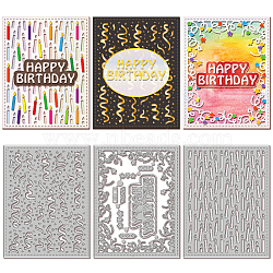 Happy Birthday Carbon Steel Cutting Dies Stencils, Decorative Embossing Paper Card Making Template for DIY Scrapbooking, Art Craft, Rectangle, 142x110x0.8mm, 3pcs/set(DIY-WH0309-1793)