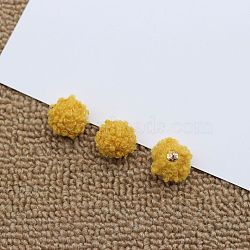 Fibre Pendants, with Golden Plated Alloy Finding, for DIY Jewelry, Earrings, Round, Yellow, 17~17.5x14.5mm, Hole: 1.5mm(DIY-TAC0007-45G)