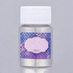 Pearlescent Mica Pigment Pearl Powder, For UV Resin, Epoxy Resin & Nail Art Craft Jewelry Making, Silver, Bottle: 29x50mm, about 6~7g/bottle(X-DIY-L034-04M)