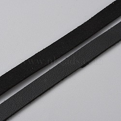 10M Flat Imitation Leather Cord, for Pillow Decor, Black, 8x1.6mm, about 10.94 Yards(10m)/Roll(LC-WH0003-08B-01)