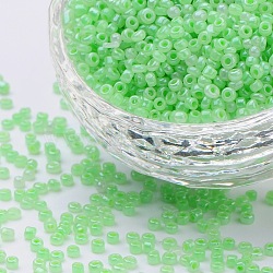 Glass Seed Beads, Ceylon, Round, Pale Green, 2mm, Hole: 1mm, about 30000pcs/pound(SEED-A011-2mm-144)