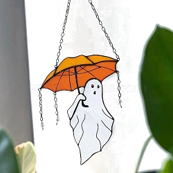 Umbrella Ghost Acrylic Hanging Suncatchers, Halloween Party Decorations, Dark Orange, 380x200x145mm(PW-WG55991-02)