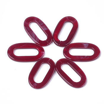 Acrylic Linking Rings, Quick Link Connectors, For Jewelry Chains Making, Imitation Gemstone Style, Oval, Dark Red, 36.5x21x3.5mm, Hole: 24.5x8.5mm, about: 290pcs/500g