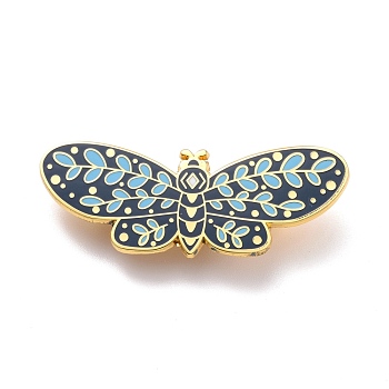 Butterfly with Leaf Enamel Pin, Exquisite Alloy Enamel Brooch for Backpack Clothes, Golden, Blue, 16.5x45x8.5mm, Pin: 0.7mm