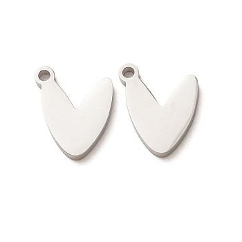 304 Stainless Steel Charms, Leaf Charms, Stainless Steel Color, 12x10x1.5mm, Hole: 1.3mm