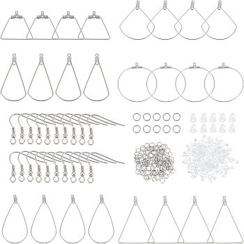 DIY Wire Wrap Drop Earring Making Kit, Including 304 Stainless Steel Earring Hooks & Wire Pendants, Plastic Ear Nuts, Stainless Steel Color, 268pcs/box