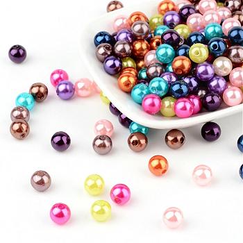 Mixed Color Imitation Pearl Acrylic Mardi Gras Round Beads, 8mm, Hole: 2mm
