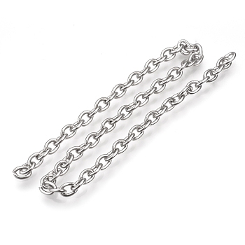 Stainless Steel Cable Chains, Unwelded, with Spool, Oval, Stainless Steel Color, 4x3x0.8mm, about 82.02 Feet(25m)/roll