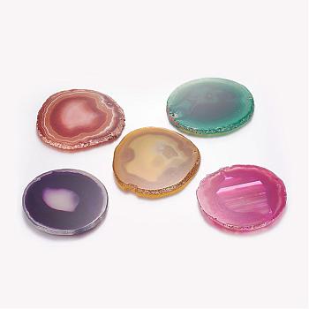 Natural Agate Pendants, Dyed & Heated, Oval, Mixed Color, 71~82x67~78x5mm, Hole: 2mm