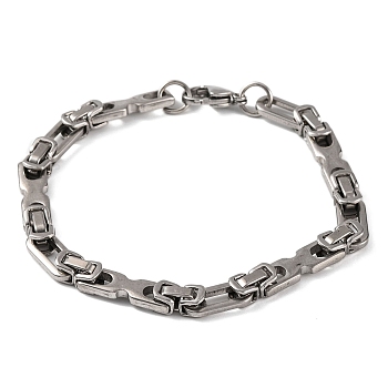 Tarnish Resistant 201 Stainless Steel Byzantine Chain Bracelets, Chainmaille Weaves Jewelry, with 304 Stainless Steel Clasps, Stainless Steel Color, 8-5/8 inch(21.8cm)