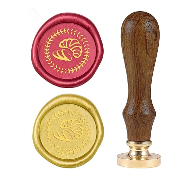 DIY Wood Wax Seal Stamp, Food Pattern, 83x22mm, Head: 7.5mm, Stamps: 25x14.5mm
