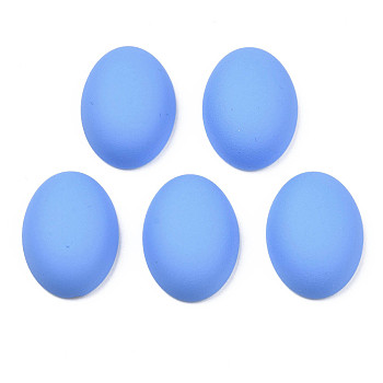 Opaque Spray Painted Acrylic Cabochonsl, Oval, Cornflower Blue, 17.5x12.5x5.5mm