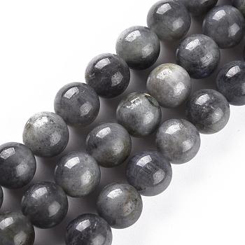 Natural Black Labradorite Beads Strands, Grade AB+, Round, 8mm, Hole: 1mm, about 45~48pcs/strand, 15.3 inch
