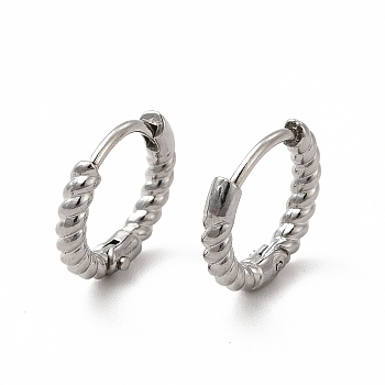 316 Stainless Steel Hoop Earrings for Women, Stainless Steel Color, 11x12.5x2mm, Pin: 0.8mm