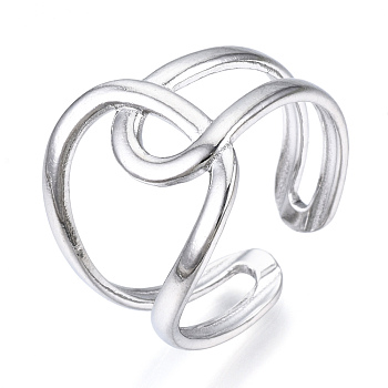 304 Stainless Steel Knot Open Cuff Ring, Hollow Chunky Ring for Women, Stainless Steel Color, US Size 7 1/2(17.7mm)