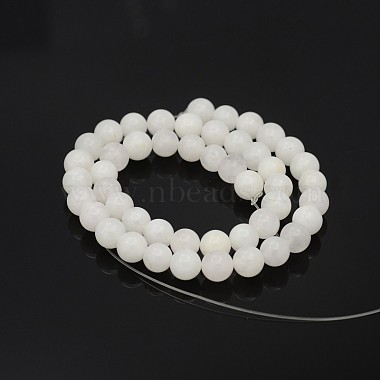 Естественно круглые белые нефритовый шарик нити(G-P070-01-8mm)-3