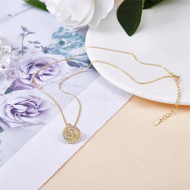 925 Sterling Silver 12 Constellation Necklace Gold Horoscope Zodiac Sign Necklace Round Astrology Pendant Necklace with Zircons Birthday Jewelry Gift for Women Men(JN1089G)-3