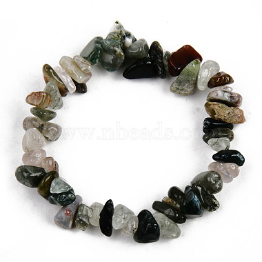 Unisex Chip Natural Indian Agate Beaded Stretch Bracelets(BJEW-S143-38)-2