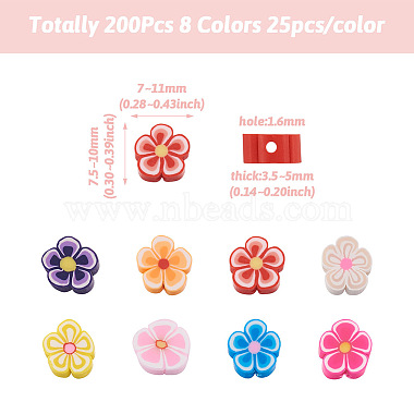 200Pcs 8 Colors Handmade Polymer Clay Beads(CLAY-FW0001-03)-4