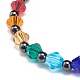 4Pcs 4 Color Glass Bicone & Brass Round Beaded Stretch Bracelets Set for Women(BJEW-JB08712)-5
