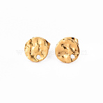 304 Stainless Steel Stud Earring Findings, with Earring Backs, Flat Round, Real 18K Gold Plated, 8mm, Hole: 1.5mm, Pin: 0.8mm(X-STAS-T052-38A-G)