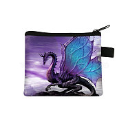 Dragon Pattern Polyester Wallets with Zipper, Change Purse, Clutch Bag for Women, Medium Purple, 13.5x11cm(WG57114-05)