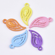 Opaque Acrylic Pendants, Leaf, Mixed Color, 36x17x4mm, Hole: 3mm, about 580pcs/500g(SACR-N008-045)