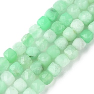 Natural Chrysoprase Beads Strands, Faceted, Cube, 4~4.5x4~4.5x4~4.5mm, Hole: 0.8~0.9mm, about 88~100pcs/strand, 15.35~15.75 inch(39~40cm)(G-F748-F01-01A)