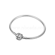 TINYSAND Rhodium Plated 925 Sterling Silver Bracelet Making, with European Clasp, Platinum, 190mm(TS-B-067-19)
